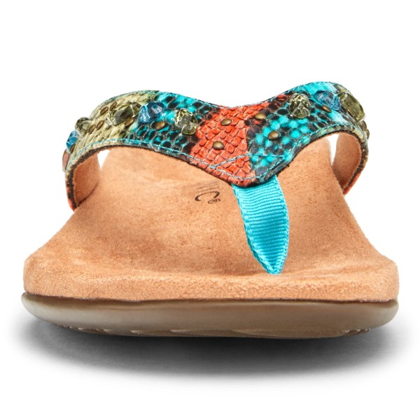 Vionic Sandals Ireland - Lucia Toe Post Sandal Blue Turquoise Snake - Womens Shoes Sale | BWQXD-9572